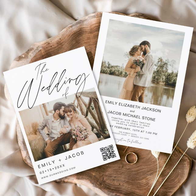 Invitación Boda del código QR Foto moderna Minimalista (Subido por el creador)