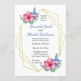 Invitación Boda del colibrí de las flores tropicales