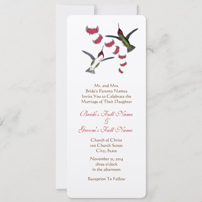 Invitación Boda del colibrí del colibrí del Viejo (Anverso)