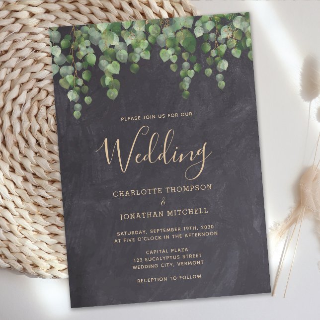 Invitación Boda del Condado de Chalkboard Rustic Elegant Gree (Subido por el creador)