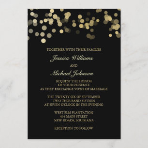 Invitación Boda del confeti del purpurina del oro