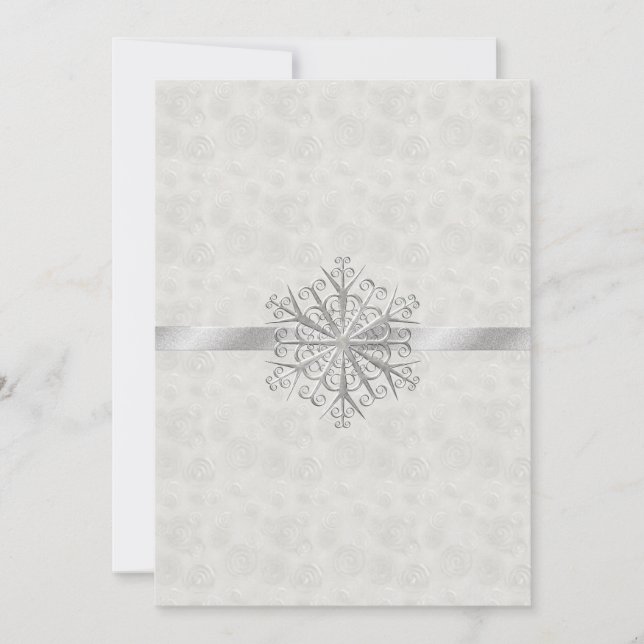Invitación Boda del copo de nieve del blanco puro y de la (Anverso)