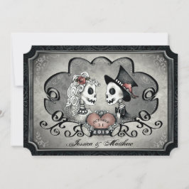 Invitación Boda del Corazón Blanco Negro Gris