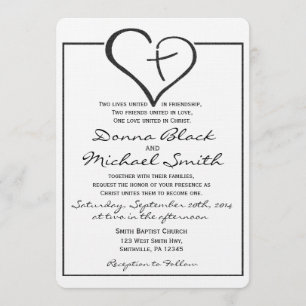 Invitación Boda del corazón cruzado negro
