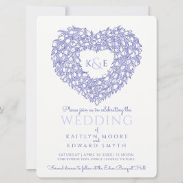 Invitación boda del corazón de dibujos de tulipanes blancos a