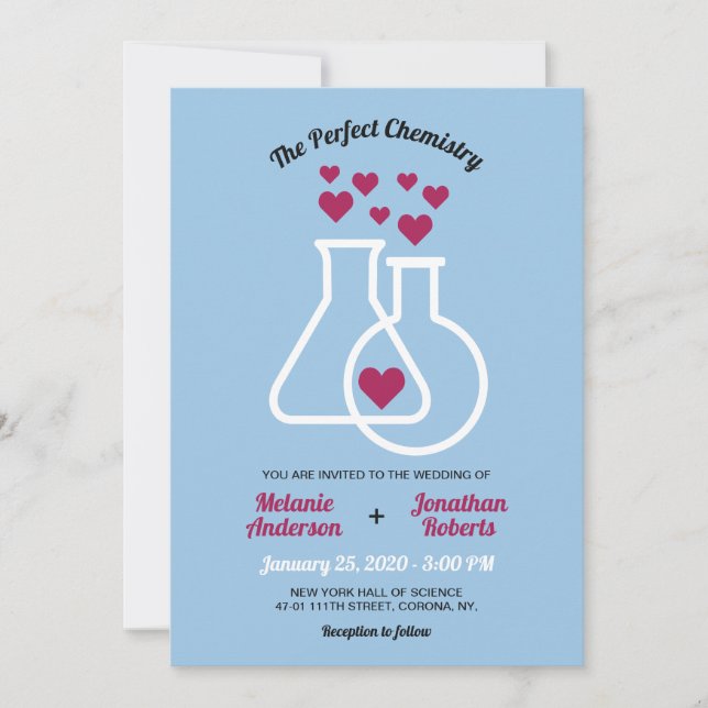 Invitación Boda del corazón de la química moderna (Anverso)