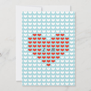 Invitación Boda del corazón de San Valentín (rojo + azul ciel