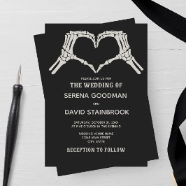 Invitación Boda del corazón de Skeleton Hands