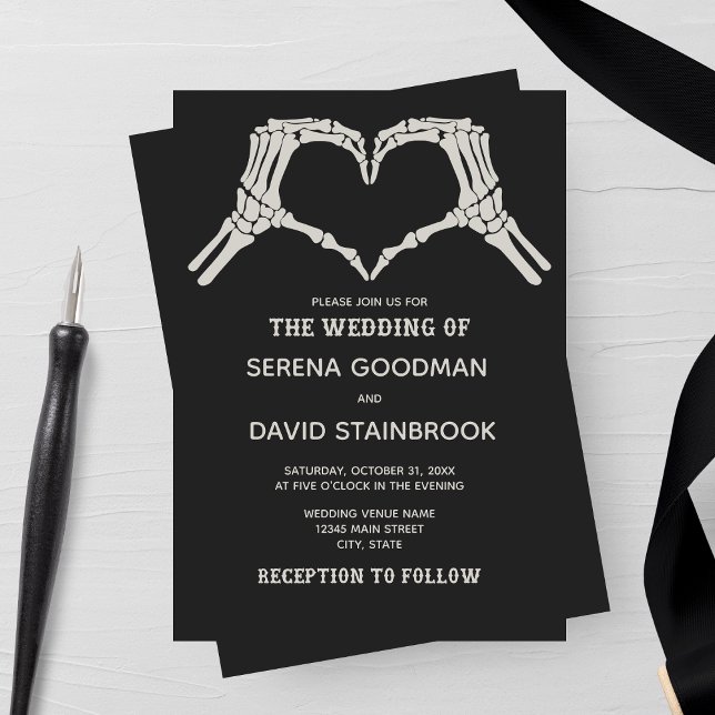 Invitación Boda del corazón de Skeleton Hands (Subido por el creador)