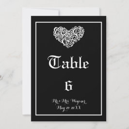 Invitación Boda del corazón de Swirly - Número de tabla