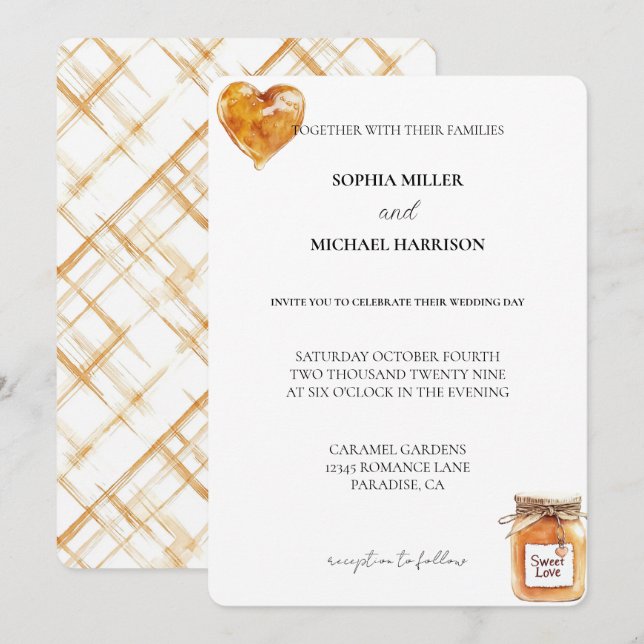 Invitación Boda del corazón del amor dulce del caramelo blanc (Anverso / Reverso)