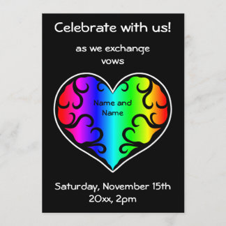Invitación Boda del corazón del arco iris