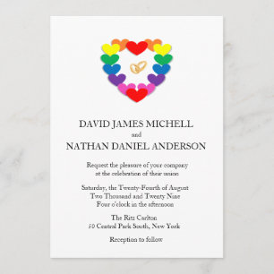 Invitación Boda del corazón del arcoiris enarbola matrimonio 