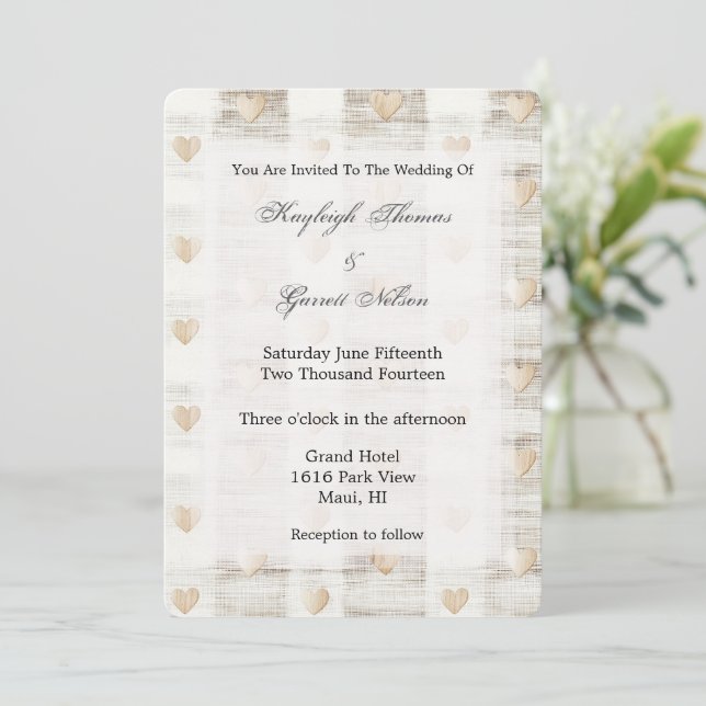 Invitación Boda del corazón del Boho beige blanco crema (Anverso de pie)