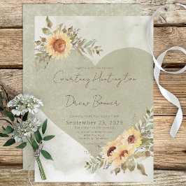 Invitación Boda del corazón del Boho de los girasoles blandos