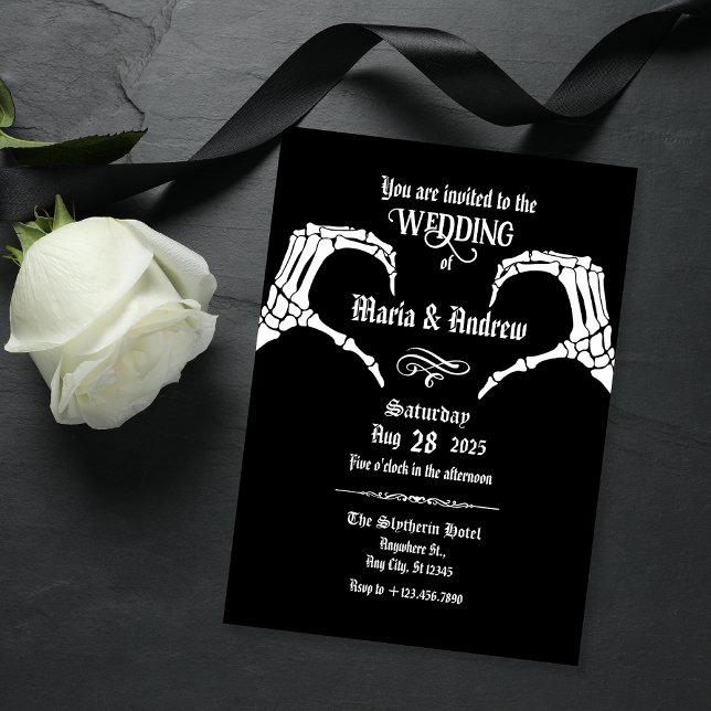Invitación Boda del corazón del esqueleto gótico (Subido por el creador)