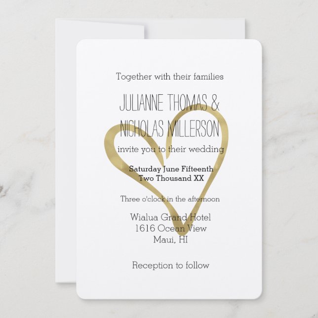 Invitación Boda del Corazón del Oro (Anverso)