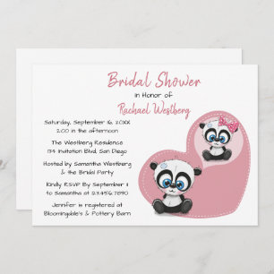 Invitación Boda del corazón del oso rosado Panda Teddy Bear