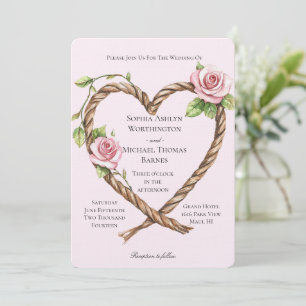 Invitación Boda del corazón floral rosa rosa rosa