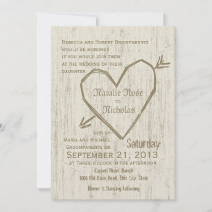 Invitación Boda del corazón tallado