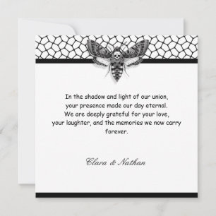 Invitación Boda del cráneo de moto gótica   Blanco y negro