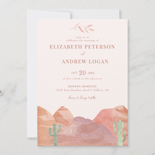 Invitación Boda del desierto de Boho (Anverso)