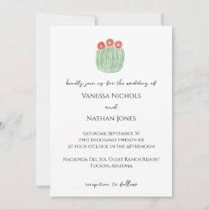 Invitación Boda del Desierto de Cactus de Flores Rojas