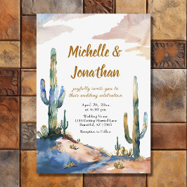 Invitación Boda del desierto de Watercolor Saguaro Cactus
