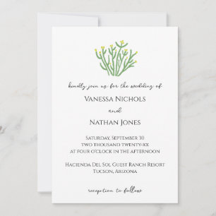 Invitación Boda del desierto del Cholla Cactus, flor amarilla