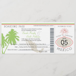 Invitación Boda del destino del documento de embarque de