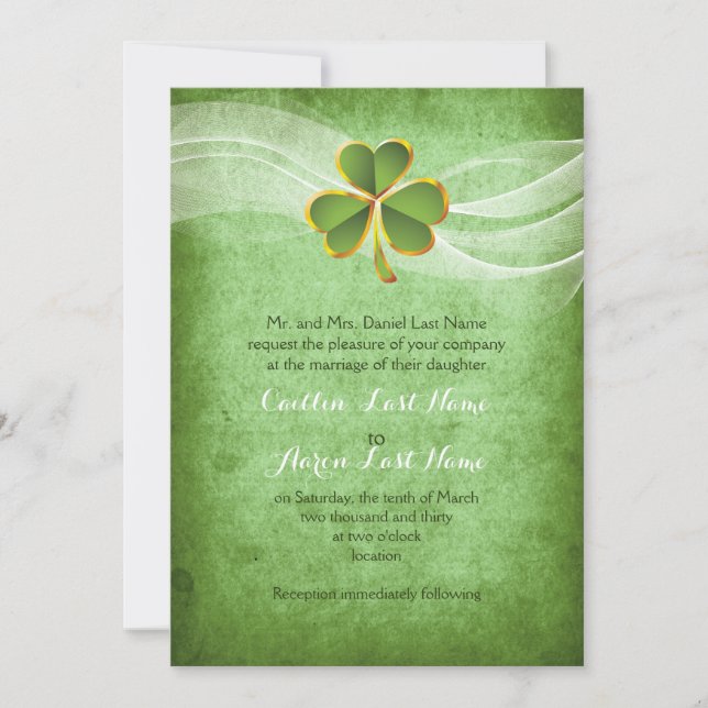 Invitación Boda del Día de San Patricio (Anverso)