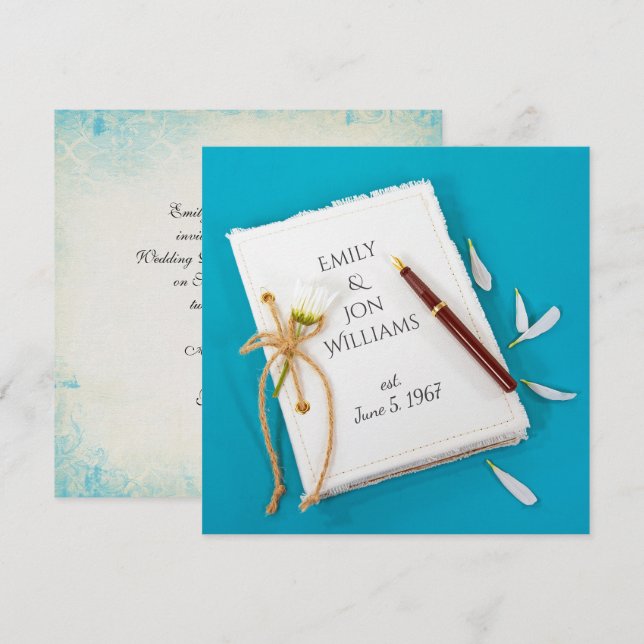 Invitación Boda del Diario y de la Pluma Vow Renovación (Anverso / Reverso)