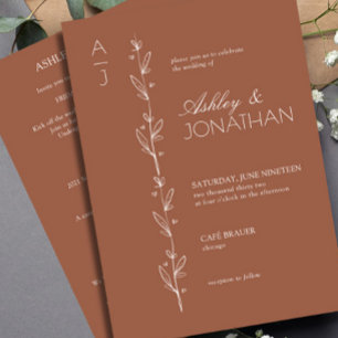 Invitación Boda del divisor botánico moderno arcilla todo en