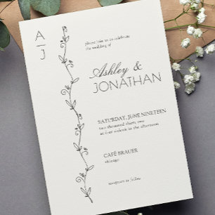 Invitación Boda del divisor botánico moderno Óseo