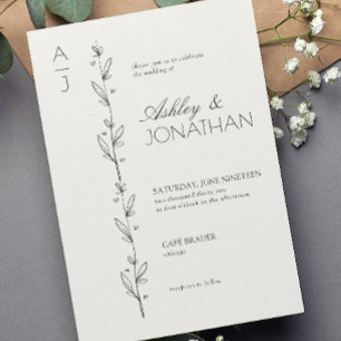 Invitación Boda del divisor botánico moderno Óseo