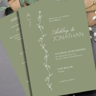 Invitación Boda del divisor botánico moderno Sage All-in-One