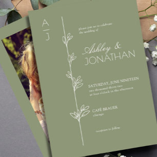 Invitación Boda del divisor botánico moderno Sage Green Photo