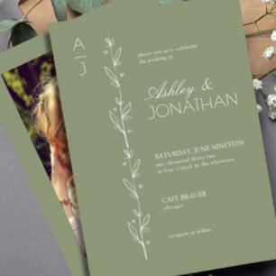 Invitación Boda del divisor botánico moderno Sage Green Photo