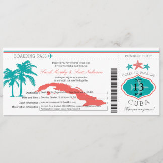 Invitación Boda del documento de embarque de Cuba