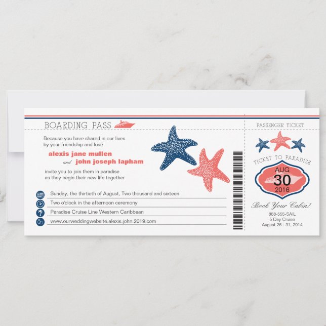 Invitación Boda del documento de embarque de las estrellas de (Anverso)