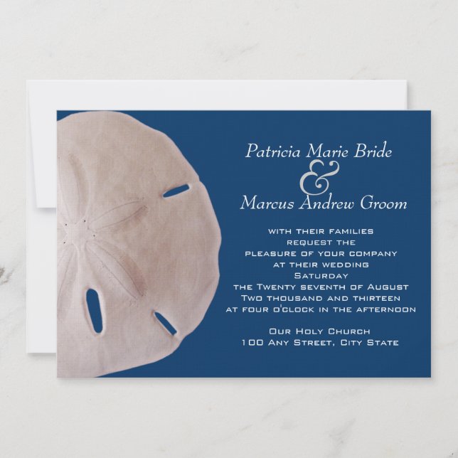 Invitación Boda del dólar de arena (Anverso)