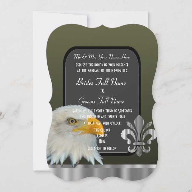 Invitación boda del ejército del águila Patriótica Americana (Anverso)