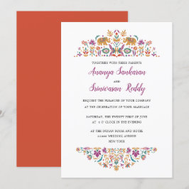 Invitación Boda del Elefante de Flor Indio Naranja