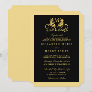 Invitación Boda del Emblema floral dorado