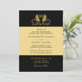 Invitación Boda del Emblema floral dorado