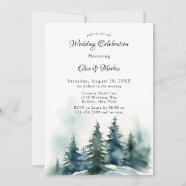 Invitación Boda del escenario del árbol de navidad de inviern