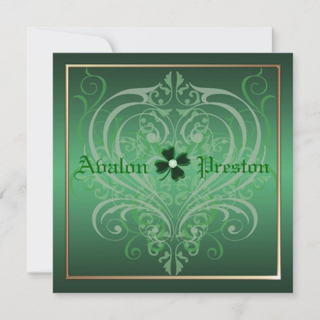 Invitación Boda del escudo del trébol del día de St Patrick (Anverso)