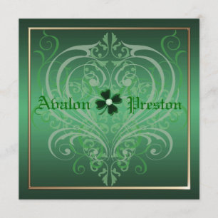 Invitación Boda del escudo del trébol del día de St Patrick