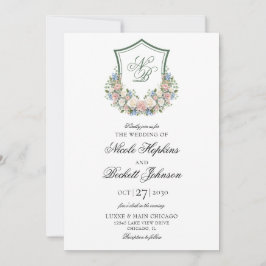 Invitación Boda del Escudo Dusty Blue Floral