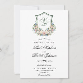 Invitación Boda del Escudo Dusty Blue Floral